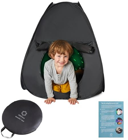 Sensorisches Zelt für Kinder zum Spielen und Entspannen | Hilfsmittel bei Autismus, SPD, Ängsten, Konzentrationsmangel | Dunkle Pop-up Höhle für autistische Kinder | Sensory Tent Mini V2 | Einzel