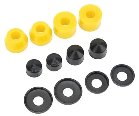 HERCHR Bujes de Camiones Longboard, Juego de Amortiguación de Buje de Tabla de Skate Pieza de Repuesto de Bujes de Monopatín de Amortiguación de PU 90a para Monopatín de 4 Ruedas(Yellow)