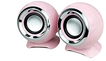 Echwave Computer Speakers for PC Laptop Speakers USB 3.5mm Wired Music Play HIFI Stereo with Microphone for TablePC Laptop,Pink