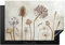 KitchenYeah© Herdabdeckplatte Einteilig Ceranfeld Abdeckplatte für Induktionsschutz Ceranfeldabdeckung Vinyl Herdabdeckplatten Blumen - Aquarell - Braun - Vintage - Pflanzen - 78x52 cm