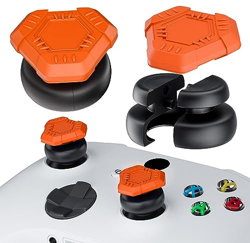 PlayRealm Lot de 2 rallonges de joystick et coque en silicone pour manette Xbox Series X/S et Xbox One S/X (OVNI Oranger)