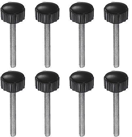 QUARKZMAN 8uds Moleteadas Sujeción Perillas M4 x 40mm Macho Rosca 16mm Cabeza Agarre Plástico Métrico Mariposa Tornillo Perno Perillas Roscado Perno Manijas, Negro