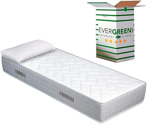 EVERGREENWEB Orthopädische Matratze 75x190 cm aus Waterfoam, 25 cm Hoch + 1 Kissen aus Memory Foam Flocken KOSTENLOS, Ergonomisch, Atmungsaktiv Weiß Bezug, Hypoallergen, Antimilbe | Big Fashion