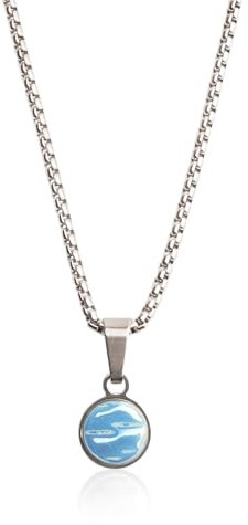 Silber Kette mit Anhänger • Halskette mit Stein in blau • Hochwertiger Modeschmuck mit Geburtsstein • aus Edelstahl & recyceltem Glas • MIX & MATCH