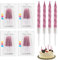 Birthday Candles, 40 Pcs Metallic Spiral Birthday Cake Candles with Holders, Thin Cupcake Candles for Birthday Cake Baby Shower Cake Wedding Party Decoration 7.5 Centimeters (Pink)