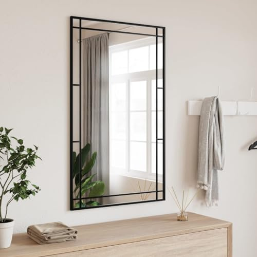 Gecheer Specchio da Parete Moderno, Design Minimalistico, Montaggio Verticale o Orizzontale, Vetro con Telaio Verniciato, 60x100 cm, Rettangolare in Ferro for Camera, Corridoio, Soggiorno, Bagno