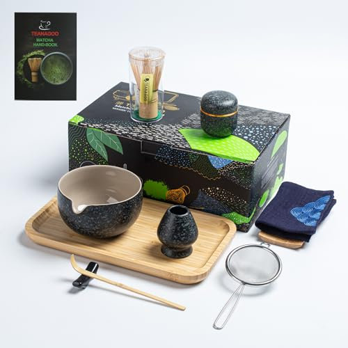 TEANAGOO Japanese Tea Set, Matcha Whisk Set, Matcha Bowl Bamboo Matcha Whisk (Chasen), Scoop (chashaku), Matcha Whisk Holder, Tea Making Kit. O1, Matcha Green Tea Powder Kit. Matcha Tea Tray