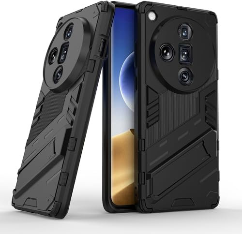 ESTH® Custodia per Oppo Find X7 Ultra con Supporto [Compatibile con Supporto Magnetico per Auto] Cover Paraurti PC + TPU, Nero