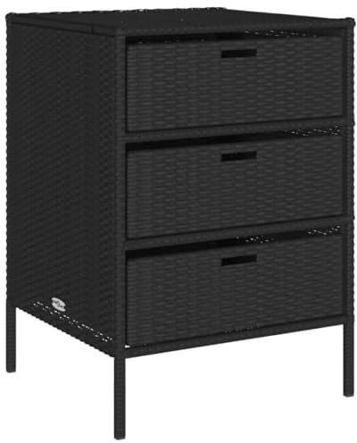 vidaXL Gartenschrank, Geräteschrank mit viel Stauraum, Beistellschrank Schrank mit Türen, Balkonschrank Terrassenschrank, Schwarz Poly Rattan
