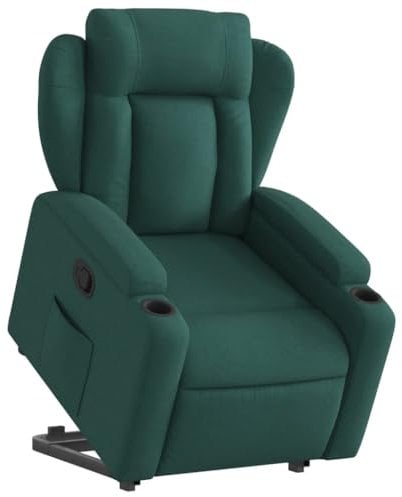 vidaXL Poltrona Alzapersona Reclinabile Verde Scuro in Tessuto, poltrona reclinabile, poltrona, poltrona da TV, poltrona alzapersona