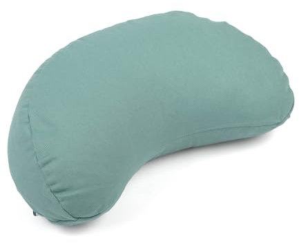 Bodhi Meditationskissen Halbmond Mini | Yogi MOND ECO | 100% Bio-Baumwollbezug | Yogakissen halbmondförmig mit Buchweizenfüllung | Halbmondkissen für Yoga & Meditation | Mineral Blue