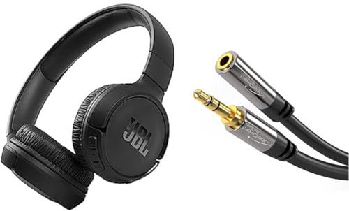 JBL Tune 510BT – Bluetooth Over-Ear Kopfhörer in Schwarz – Faltbare Headphones & KabelDirekt – 5 m – Kopfhörer-Verlängerungskabel, 3,5-mm-Klinken-Verlängerung