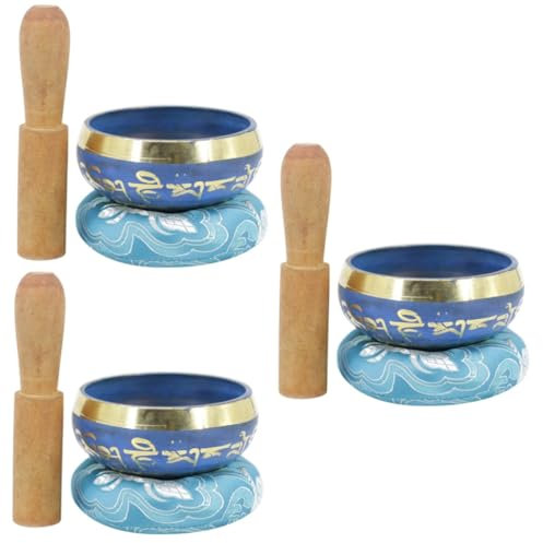 3 juegos de cuencos de sonido Accesorios para el hogar al aire libre para herramientas de limpieza del hogar Herramientas de tapicería Cuenco de cobre Cuenco de canto de cobre Cuenco de canto budis