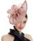 Brawlady Sinamay Fascinator Hat with Top Flower, Women Feather Pillbox Headwear, Tear Drop Shape Church Wedding Derby Cocktail Tea Party Headpiece Pink