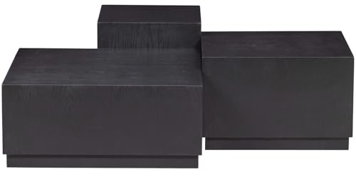 Woood PIM – Set mit 3 Couchtischen, quadratisch, aus MDF, Schwarz