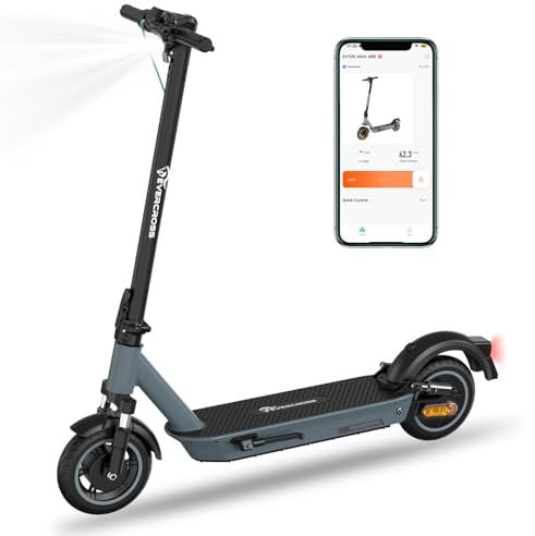 EVERCROSS EV10K MAX E Scooter mit Straßenzulassung (ABE), 55KM Reichweite, Faltbarer Offroad Elektroroller für Erwachsene mit APP,10'' Electric Scooter mit 15,6AH Batterie 400W Motor,Duale Stoßdämpfer