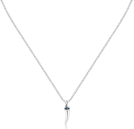 Morellato Collana Uomo in Acciaio e Cristalli con Pendente Cornetto, Collezione MOTOWN, Regalo Uomo