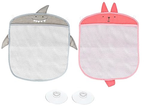 CIYODO Spielzeug Aufbewahrungstasche aus Pvc 2 Stück-pack Wandhängend mit Saugnapf Rosa für Badespielzeug und Badezimmerbedarf Kreative Netztaschen für Zuhause und Bad