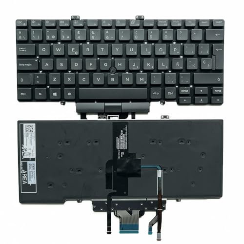 Teclado de portátil para Notebook DELL Latitude 5400 5401 5410 5411 (Y2019) 7400 3400 03C7CJ 049VT0 0G6KXM 0V2RM9 SN7282BL con Puntero y retroiluminación Diseño en español