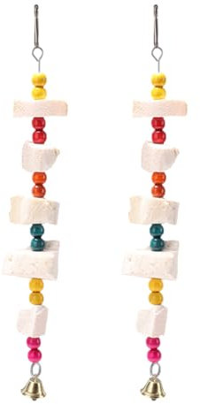 GXGM Set de 2 juguetes masticables para pájaros grandes piedra de fútbol con cascabeles para limar el pico accesorios para jaulas de periquitos periquitos hamsters chinchillas conejos