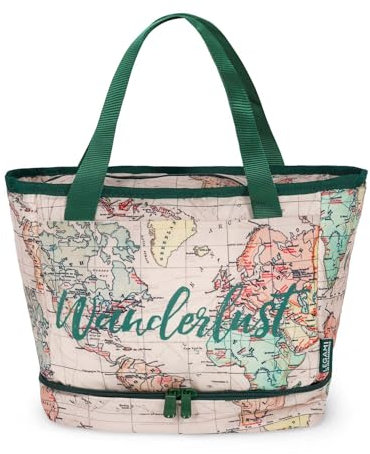 Legami - Thermo-Lunchtasche, wärmeisolierende Tasche für Mittagessen, Büro, Arbeit, Lunchtasche mit großem Fassungsvermögen von 10,8 Liter, verstellbarer Schultergurt, Schultertasche, Motiv Travel, 33