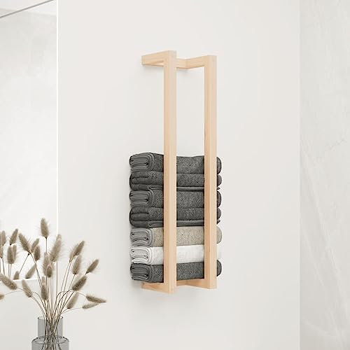 Porte-serviettes mural en bois de pin massif 23 x 18 x 90 cm Porte-serviettes en bois de pin massif pour petites salles de bains
