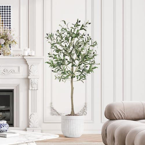 YOLEO Olivenbaum Künstlich 120cm kunstpflanze Künstliche Pflanzen groß Künstlicher Olivenbaum Kunstbaum wie echt für Wohnzimmer Schlafzimmer Büro Dekoration