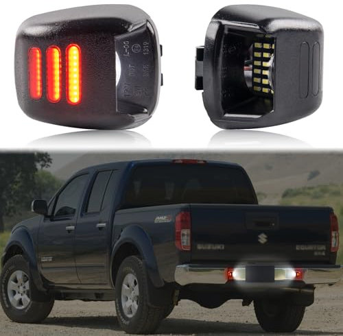 POPMOTORZ LED Kennzeichenbeleuchtung für N-issan Navara D40 2005-2018 Frontier ACMAT ALTV Suzuki Equator, LED Nummernschildbeleuchtung mit CanBus Fehlerfrei 2835 SMD Rotes und Weißes Licht, 2 Stück