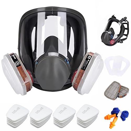 goambuy Gasmaske mit Filter Staubmasken Atemschutz Feinstaub Lackierer,Wiederverwendbare Vollmaske für Graffiti,Lackier,Farbspritz,+20 Filtrierbare Wattepads, +Ohrstöpsel