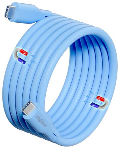 Câble magnétique USB C vers USB C 60 W, 1,2 m en silicone de type C, câble de charge rapide, sans enchevêtrement et synchronisation de données de type C pour iPhone 16/16 Pro/16 Plus/16 Pro Max 15
