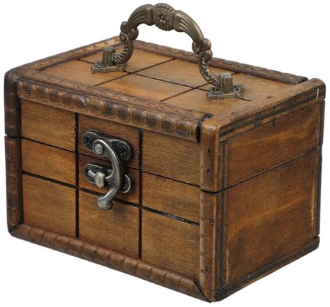 Cabilock Holz Schmuckschatulle Mit Schloss Kleine Aufbewahrungsbox Für Schmuck Und Spielzeug Chinesische Truhe Für Kinderzimmerdeko Und Selbstgemacht Bastelarbeiten