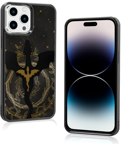 Odhtst Aesthetic Black Dragon Bookish Phone Case Compatible with iPhone 14 Pro Max Case 6.7 Inch, TPU Shockproof Protection Vintage Book Lovers Gifts Fantasy Wings Phone Case for Girls Women Cover