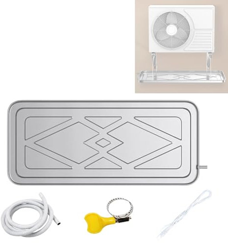 Bandeja De Desagüe De Acero Inoxidable Para Aires Acondicionados, Recipiente Del Evaporador Con Tubo De Drenaje Y Abrazadera, Depósitos Recolectores De Agua Para Bombas De Calor Interior/exterior(500C