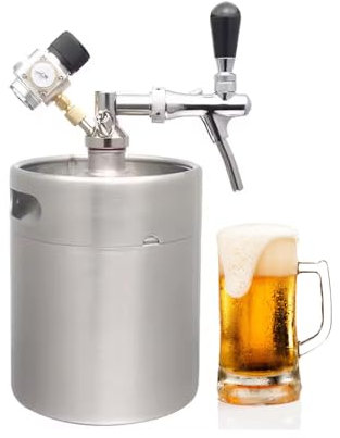 NJDQFA Bierfass Growler, 5 Liter Edelstahl-Fass Kit System, Bierspender, Tragbarer Bier Fass für Home Hotel
