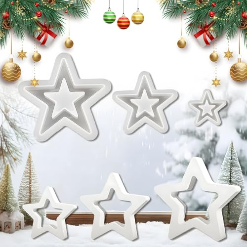 Silikonformen Gießformen Weihnachten, 3 Stück Silikonform Stern, Kerzenform Weihnachten,Gipsformen zum Gießen Silikonform Stern Kerzenhalter Star Christmas Silicone Mold für Bastelarbeiten