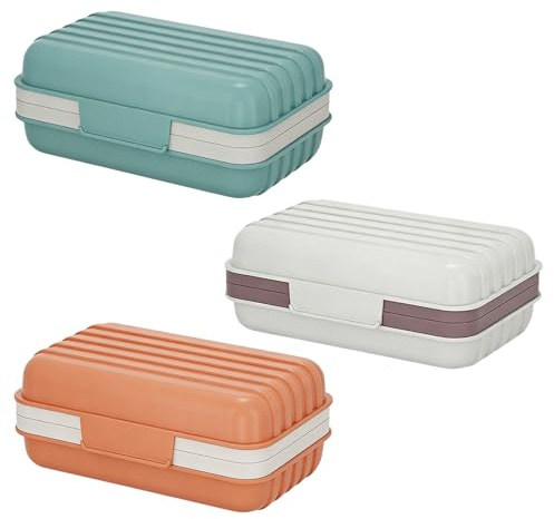 3PCS Soap Holder Dish for Shower, Travel Soap Case with Lid for Gym, Camping Essentials, Hiking, Travel Size Toiletries, Portable, Leakproof