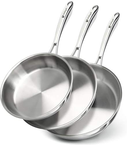 MICHELANGELO Fully Clad Tri-Ply Stainless Steel Frying Pan Set 8,9.5,11