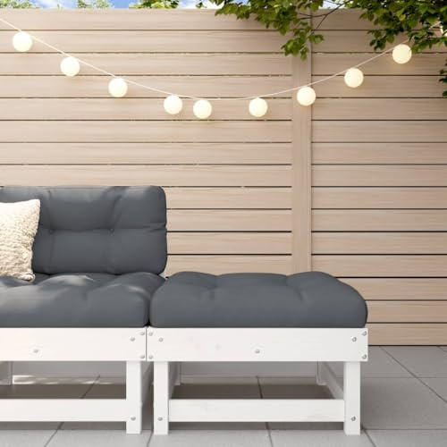 PHGTYUK Tabouret de jardin en pin massif blanc avec design à lattes, cadre en bois de bois robuste et stable pour l'extérieur, polyvalent comme siège, repose-pieds