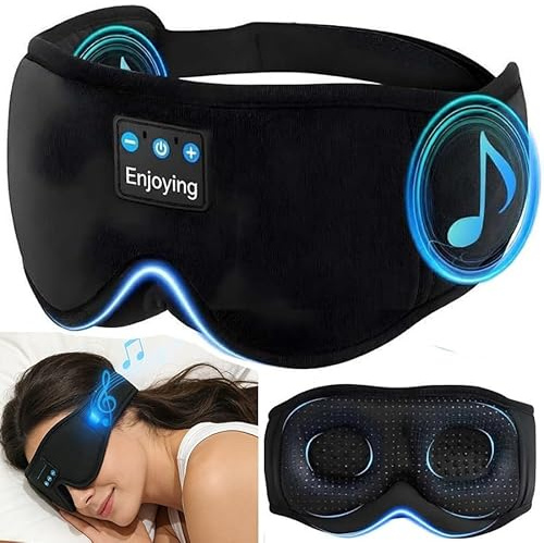 Topnma Sleep Mask Headphones, 3D Contoured Eye Mask for Side Sleepers Gift | Lightweight 80g, 3D Zero Ear Pressure, Hi-Fi 15H Playtime, Bluetooth V5.4, Breathable Bamboo Cotton, Travel/Insomnia/Yoga