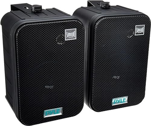 Pyle Outdoor Wall Speakers, 6.5 2-Way Speaker System, Weatherproof Indoor/Outdoor, Marine & Boat Use, 500W Passive Pair (Black)