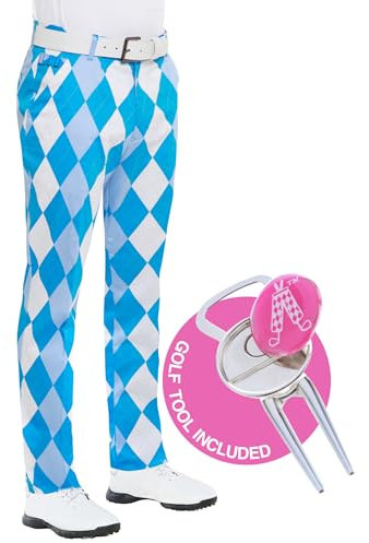 Royal & Awesome Old Tom's Golf Trousers for Men Slim Fit, Men's Golf Trousers, Funky Golf Trousers, Tapered Mens Golf Trousers