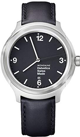 Mondaine Herren-Armbanduhr XL Helvetica No1 Bold Analog Quarz Leder MH1.B1220.LB