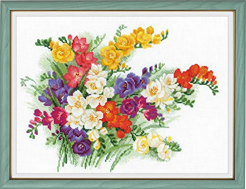 Riolis Freesia Cross Stitch Kit, Baumwolle, Multi-Color, 40 X 30 X 0,1 cm