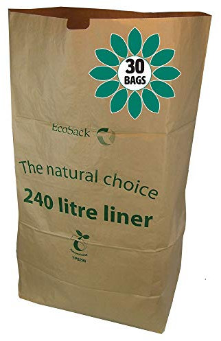 240 Litre x 30 Paper Compostable Wheelie Bin Liners - Biodegradable Sacks/Liners - Bioliner Eco Sack Bags with All-Green Composting Guide