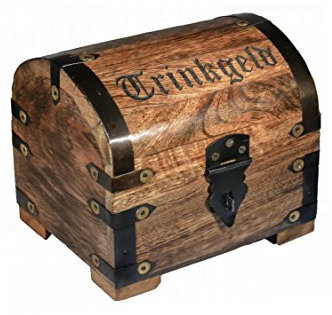 mygravur Rustikale Holztruhe 'Grosse Schatzkiste' mit Gravur - Wasserfest - Hochzeit, Kommunion, Jugendweihe, Geburtstag - Geldgeschenkbox