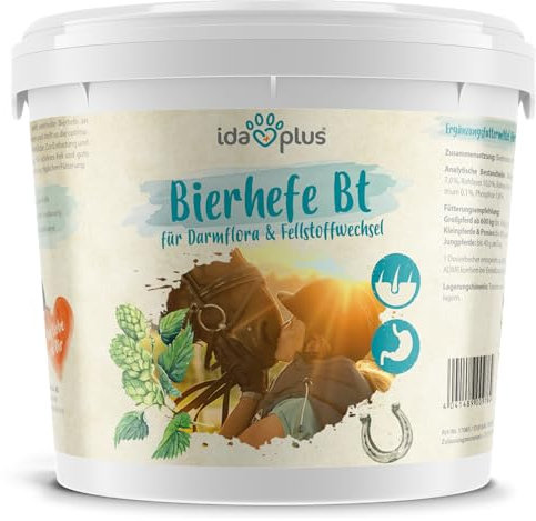 Ida Plus - Bierhefe Bt - 6kg - Futterergänzung für Pferde & Ponys - für glänzendes Fell & kräftige Haut - unterstützt Verdauung & Darmflora - reich an B-Vitaminen, Mineralien & Spurenelemente