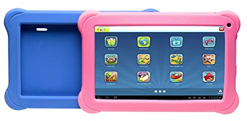 Denver Kinder-Tablet (Quadcore Prozessor, 1 GB RAM, Android 8.1 GO Edition) Schwarz mit 2 farbigen Schutzhüllen