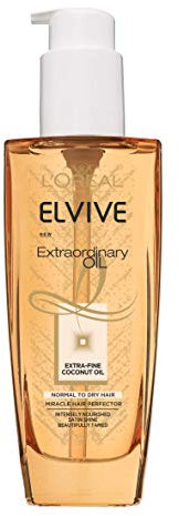 L'Oréal Paris Elvive Extraordinary Coconut Oil Miracle Hair Serum, Intense Nourishment, Up to 6x more Shine, up to 230° heat protection, suitable for all hair types, 100ml