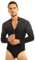MSemis Herren Langarm Body Latein Hemd Jazz Tango Glitzer Shiny Tanz Kostüm Freizeit Hemd mit Reißverschluss Stretch Bodysuit Turnanzug Schwarz M