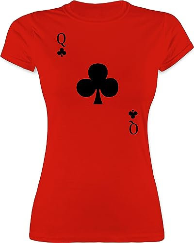 Shirt Damen - & Fasching - Kreuz Queen Kartenspiel Karneval Kostüm Kreuz Dame I - XL - Rot - Tshirt Faschings-t-Shirt Faschings q t-Shirts Partner Karnevals t- Shirts fassenacht Poker